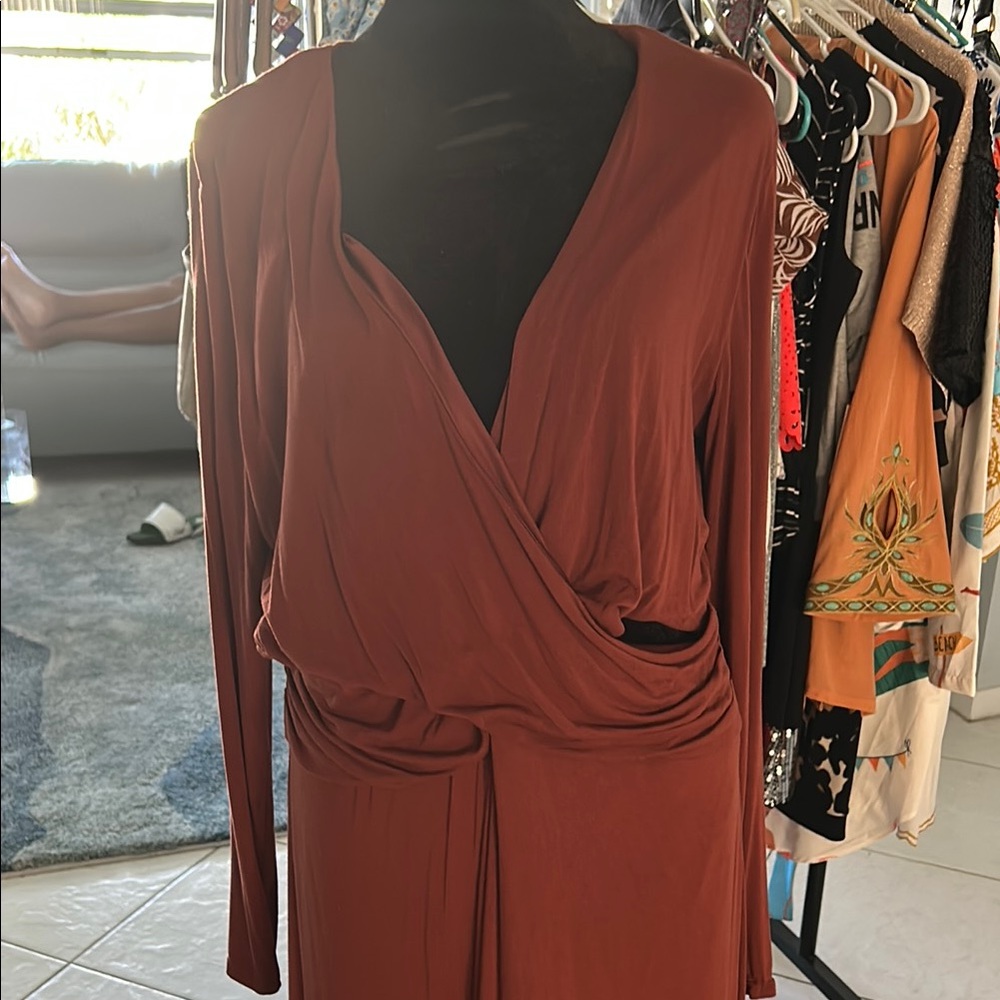 Elegant Rust MIDI  Dress